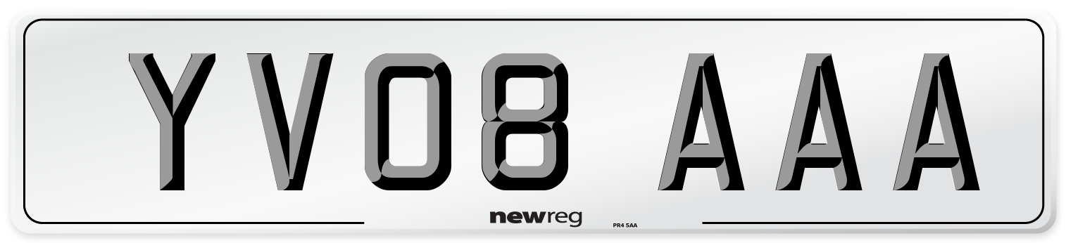 YV08 AAA Number Plate from New Reg